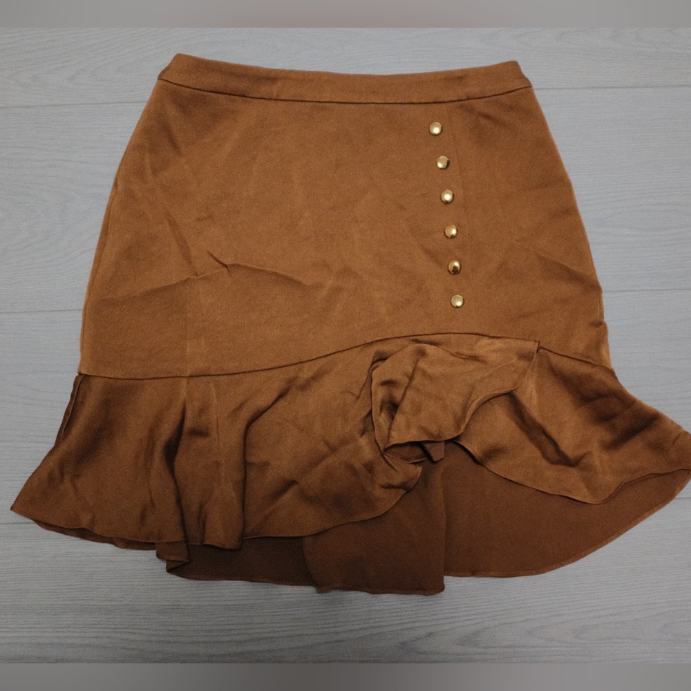 Elegant Brown Ruffle Skirt